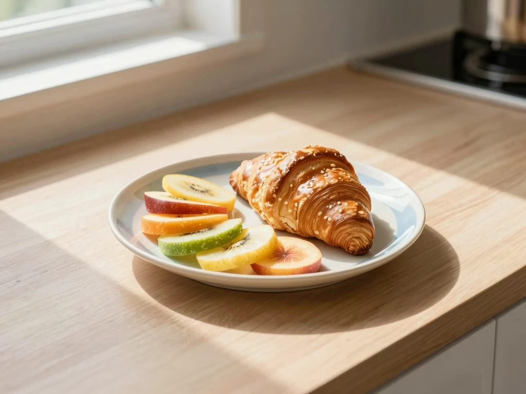 Stiliserad tallrik med mjuka färger